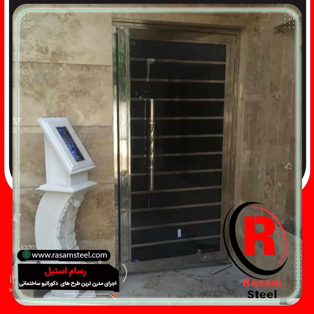 پروژه ساخت درب استیل ورودی مجتمع تک لنگه