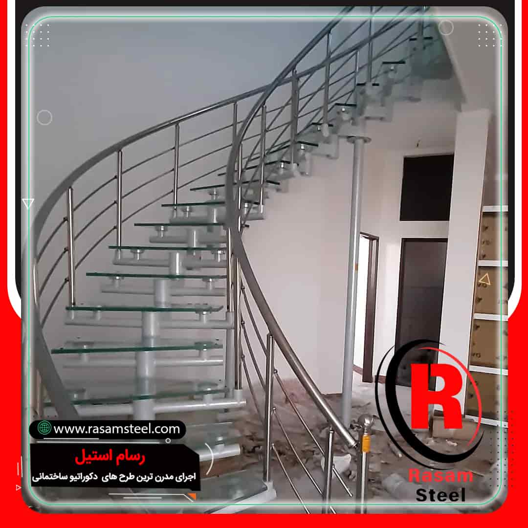 قیمت ساخت راه پله استیل و شیشه مفصلی