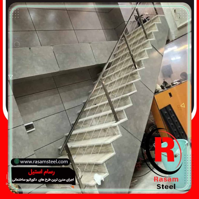 پروژه اجرای نرده سیم بکسلی استیل پله