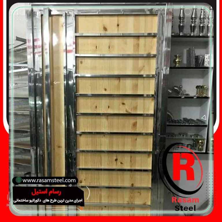 10- درب استیل ورودی مغازه 4 10- درب استیل ورودی مغازه درب استیل ورودی پروژه ساخت درب استیل مغازه چوبی