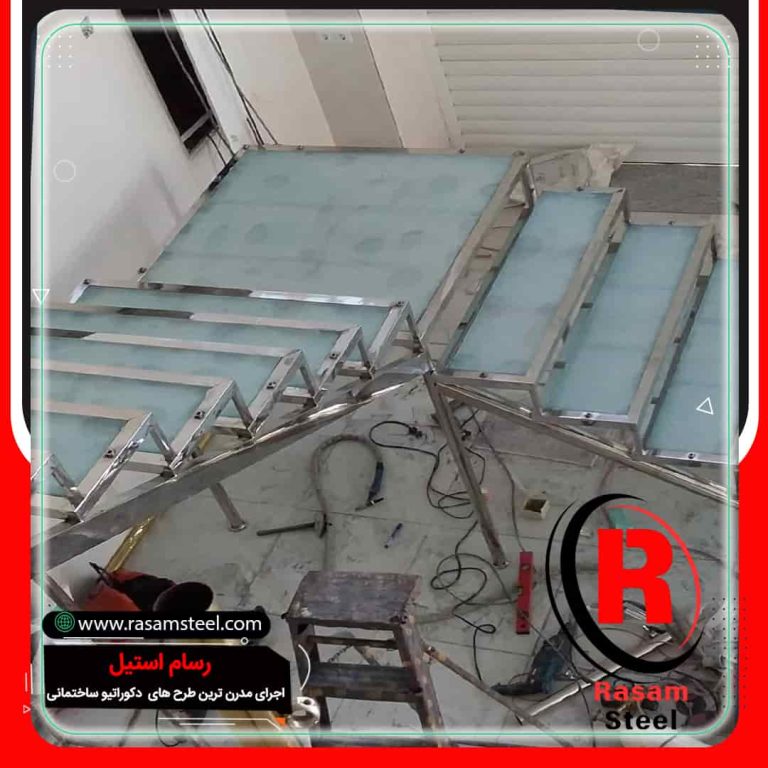 پروژه ساخت راه پله استیل شیشه ای