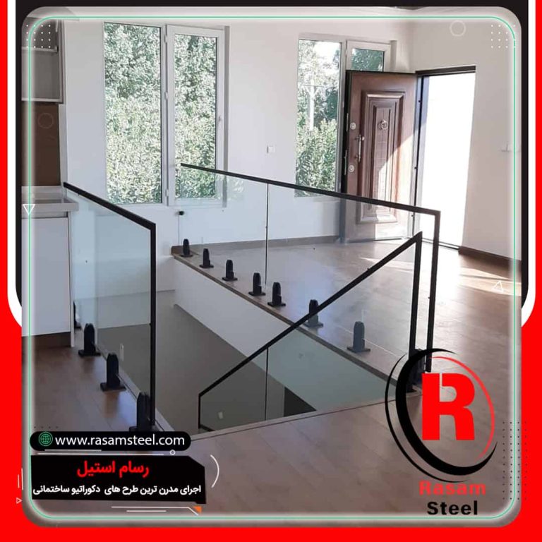 پروژه ساخت و اجرای نرده شیشه ای پایه بلند پله