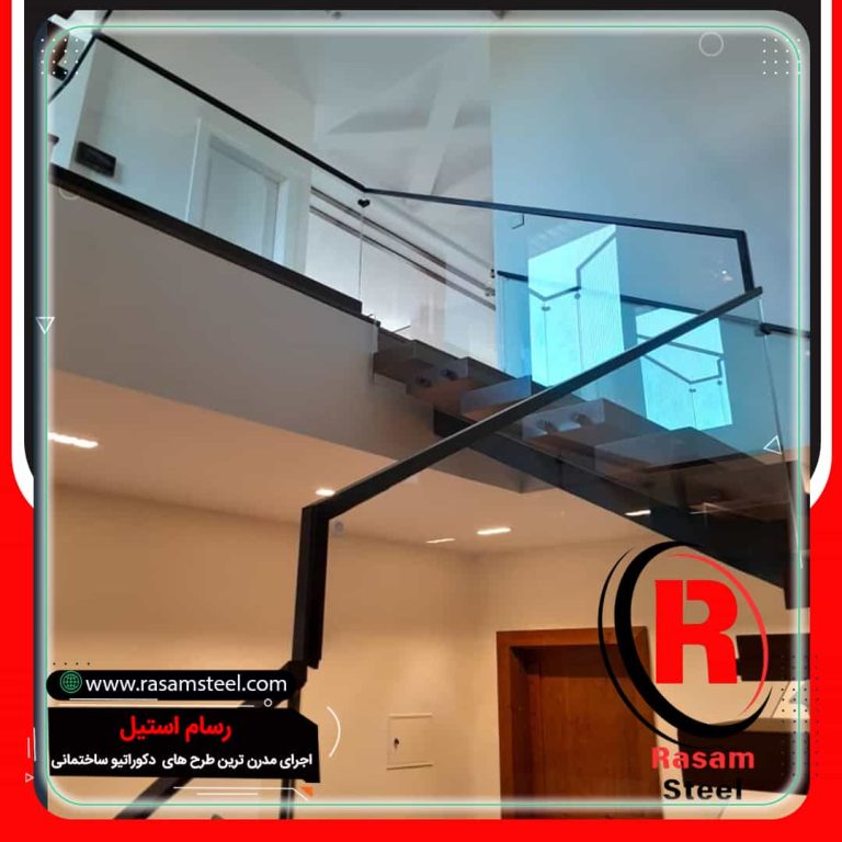 پروژه ساخت نرده شیشه ای فیکس پوینت پله دوبلکس