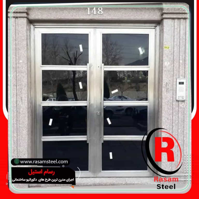 پروژه ساخت درب استیل ورودی مجتمع دولنگه دودی