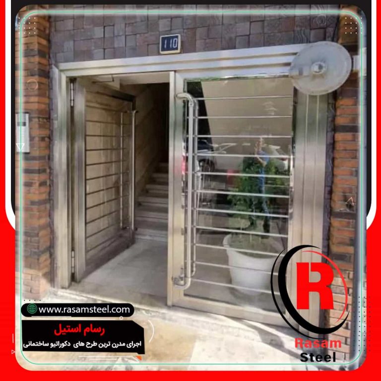 پروژه ساخت درب استیل ورودی مجتمع دولنگه نقره ای