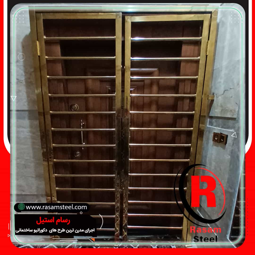 قیمت نصب حفاظا استیل طلایی درب ورودی آپارتمان