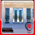 درب استیل شیشه ای دودی ورودی لابی