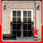 درب استیل و شیشه دودی سکوریت ورودی دو لنگه