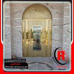 درب استیل طلایی لابی سفارشی لوکس