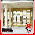 درب استیل طلایی ورودی ویلای شخصی
