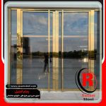 درب استیل و شیشه طلایی ورودی