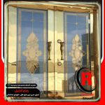 درب استیل طلایی طرحدار ورودی مغازه طلافروشی