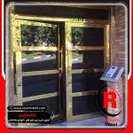درب استیل طلایی وردی دو لنگه