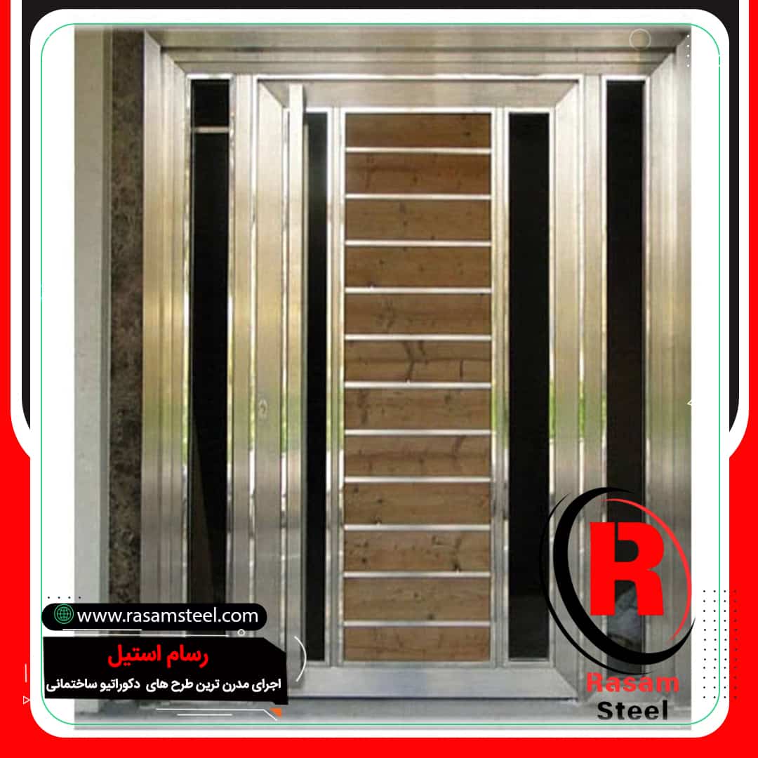 درب استیل تک لنگه استیل و چوب