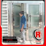 اجرای درب استیل شیشه ای ورودی فروشگاه