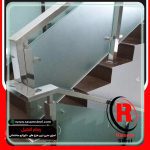 اجرای نرده شیشه استیل پایه کوتاه