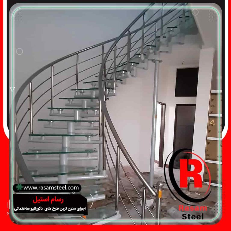 قیمت ساخت راه پله استیل و شیشه مفصلی