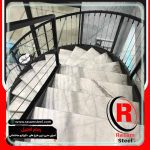 اجرای نرده کابلی فولادی راه پله پیچ