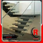 نرده شیشه ای فیکس پوینت راه پله