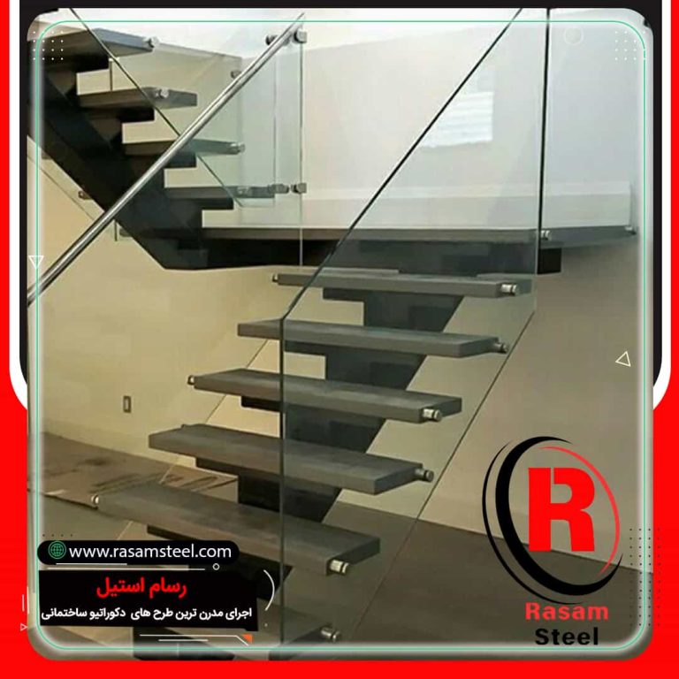 نرده شیشه ای فیکس پوینت راه پله