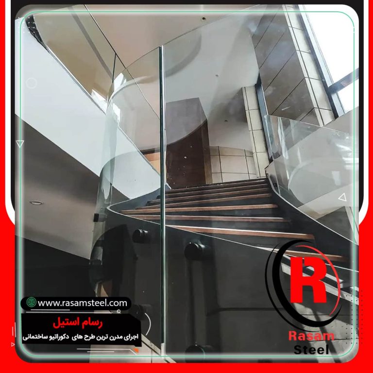 اجرای نرده شیشه ای گرد فیکس پوینتی