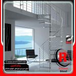 راه پله مارپیچ حول محور استیل شیشه ای