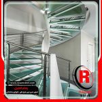 اجرای راه پله دوبلکس مارپیچ استیل شیشه ای