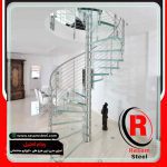 راه پله استیل و شیشه حول محور مارپیچ قیمت