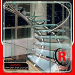 اجرای راه پله استیل و شیشه گرد
