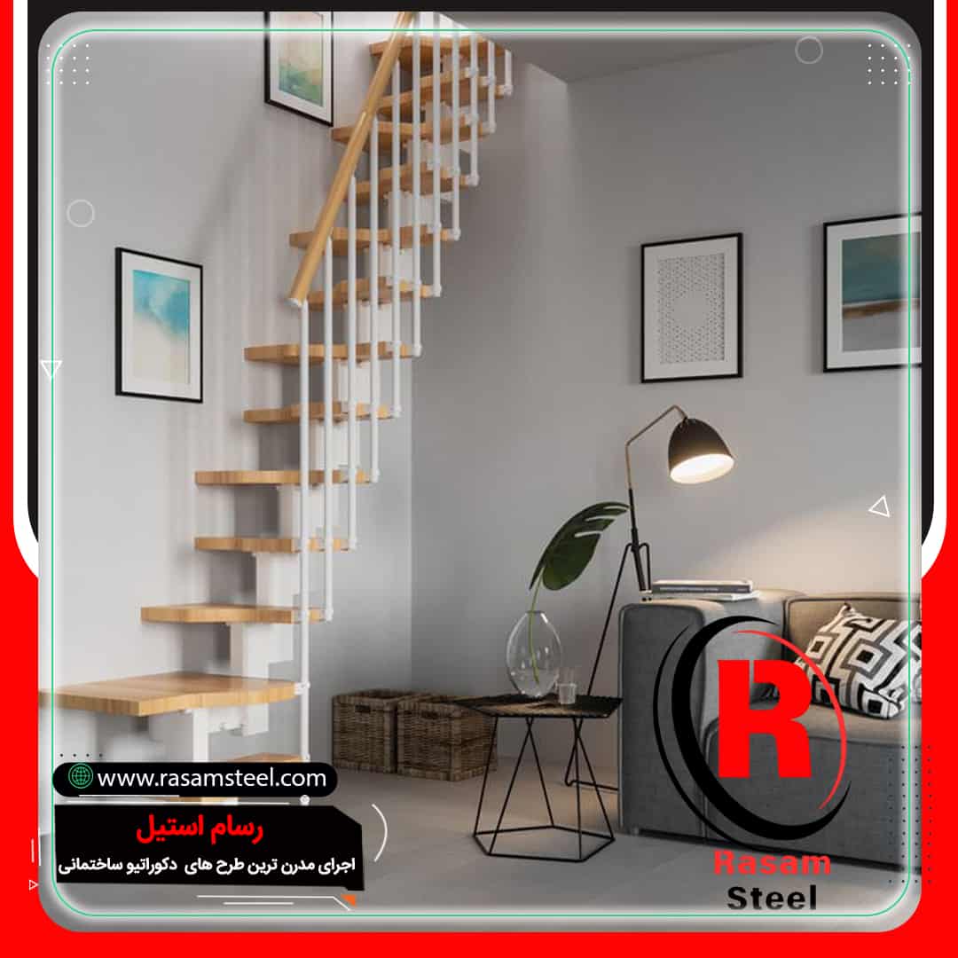 قیمت ساخت راه پله دوبلکس کم جا کنار دیوار