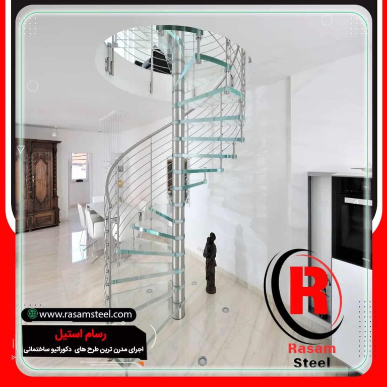 ساخت راه پله استیل و شیشه ای