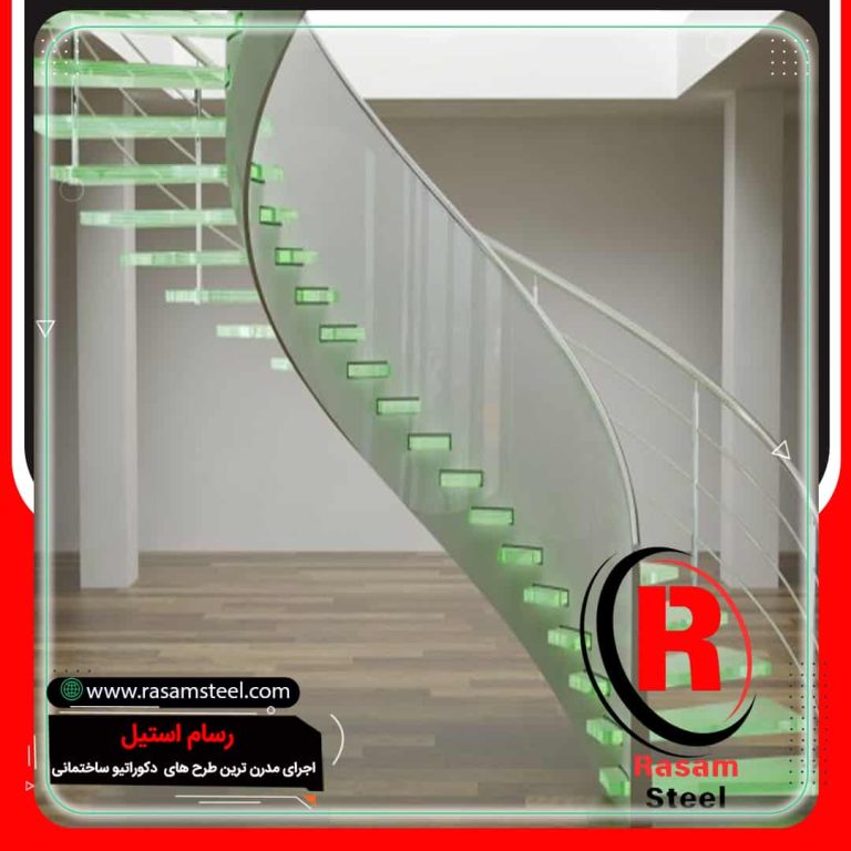 راه پله پیچ شیشه ای دوبلکس