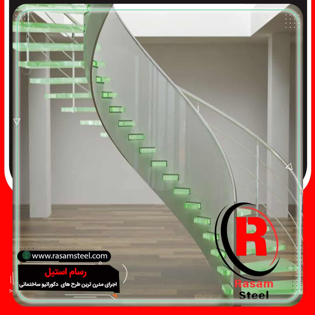 راه پله پیچ شیشه ای دوبلکس
