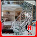 اجرای راه پله استیل شیشه ای دوبلکس گرد