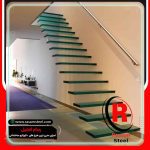 اجرای راه پله معلق شیشه ای کیش