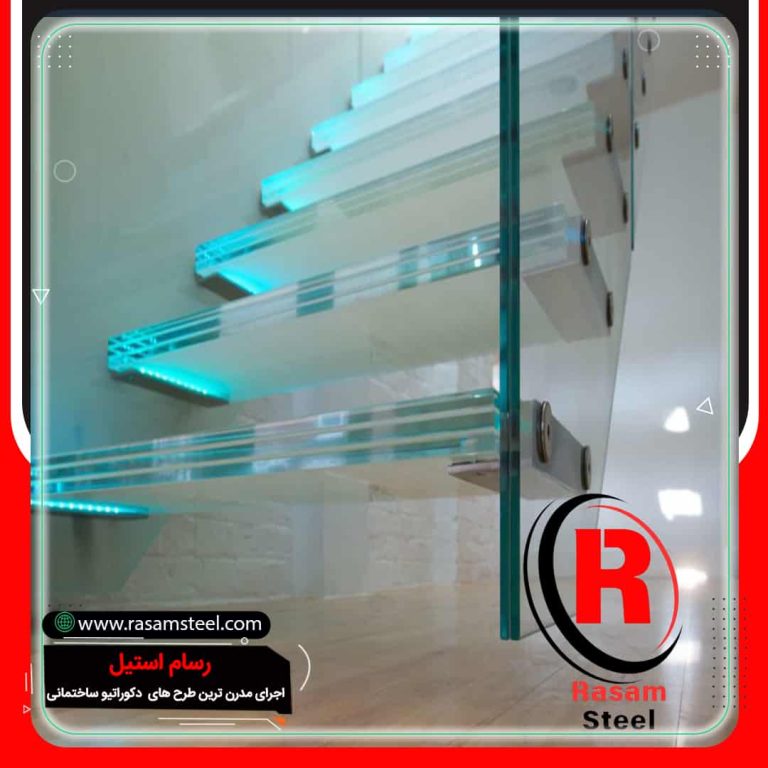 اجرای کف پله شیشه ای راه پله