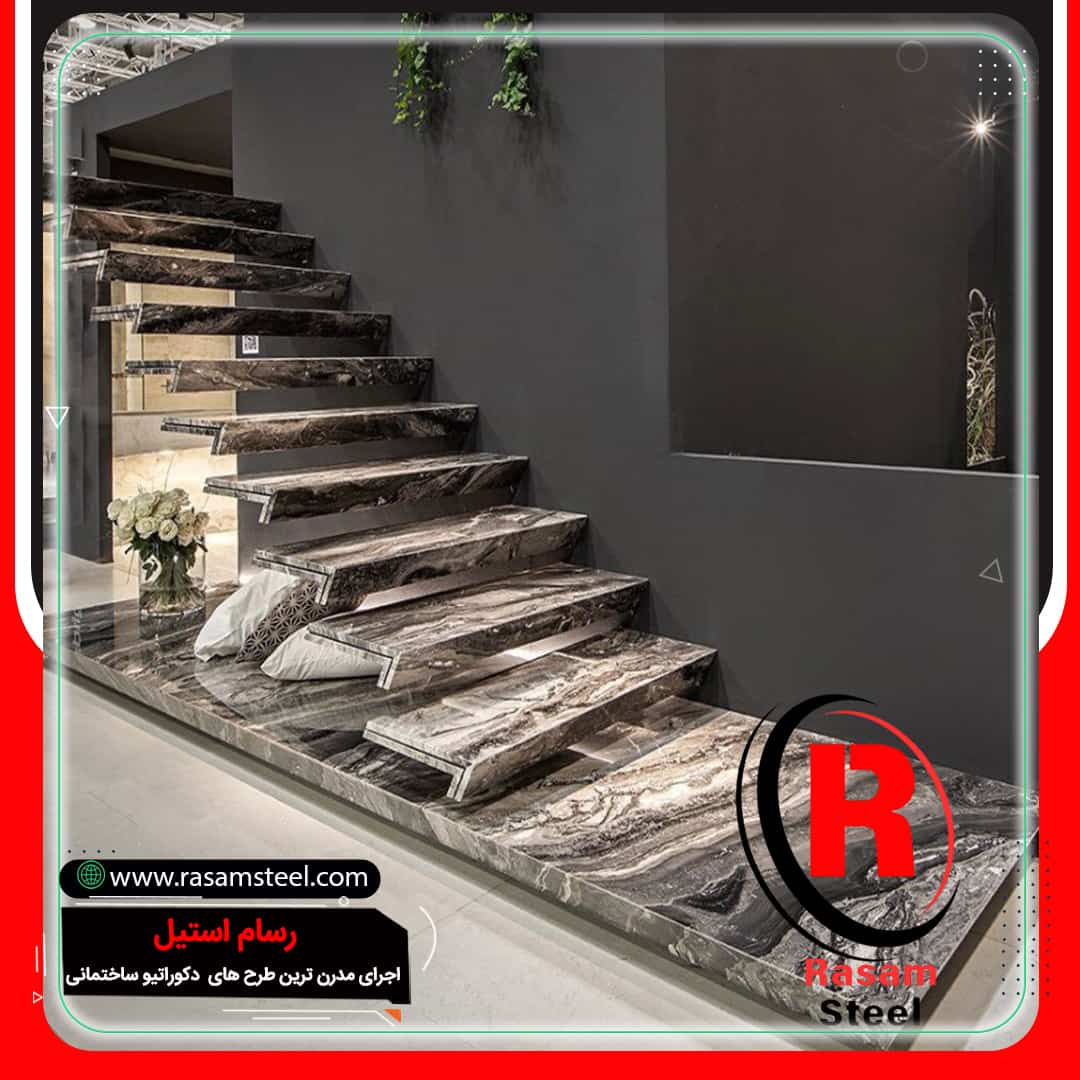 اجرای راه پله معلق سنگی