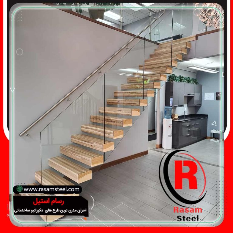 قیمت ساخت راه پله معلق چوبی کنار دیوار