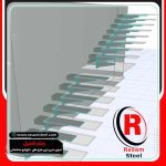 طراحی شاسی راه پله معلق کنار دیوار