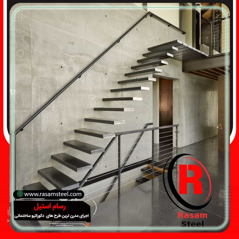 قیمت اجرای راه پله فلزی کنار دیوار