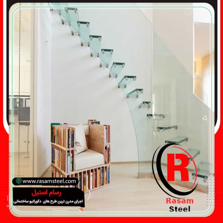 قیمت راه پله معلق شیشه ای نرده شیشه ای
