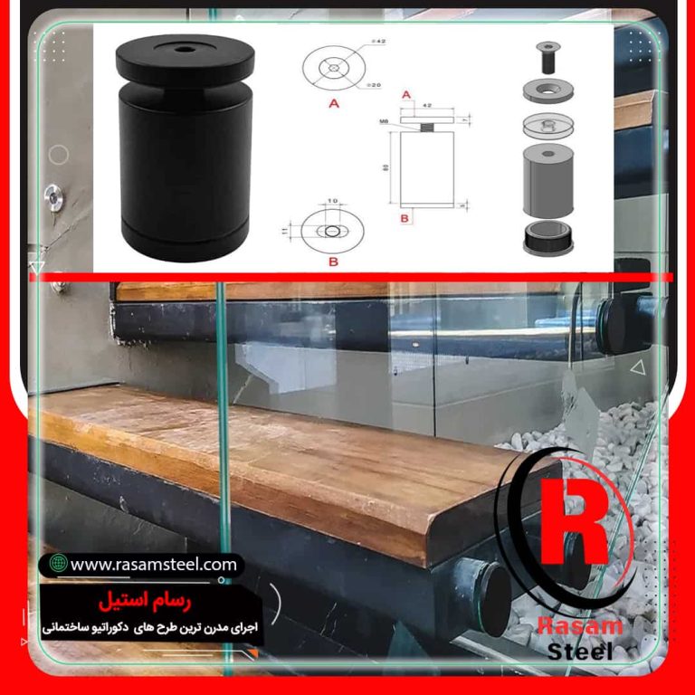 خرید و فروش یراق الات و اتصالات نرده شیشه ای فیکس پوینت پایه بلند مشکی