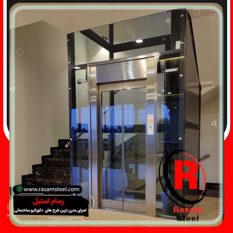 ساخت و اجرای نرده شیشه ای آسانسور شیشه ای