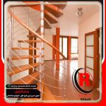 اجرای راه پله مارپیچ حول محور استیل و چوب