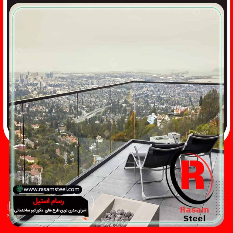 قیمت هندریل شیشه ای فریم لس روکار
