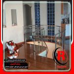 هندریل شیشه ای پایه بلند استیل