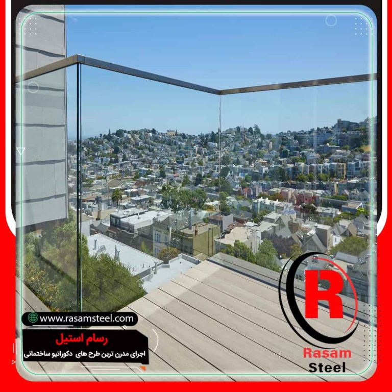 هندریل شیشه ای فریم لس توکار