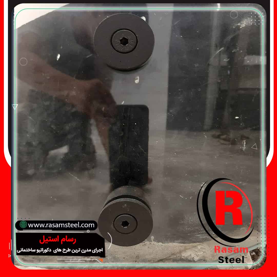 پروژه ساخت نرده شیشه ای فیکس پوینت مشکی